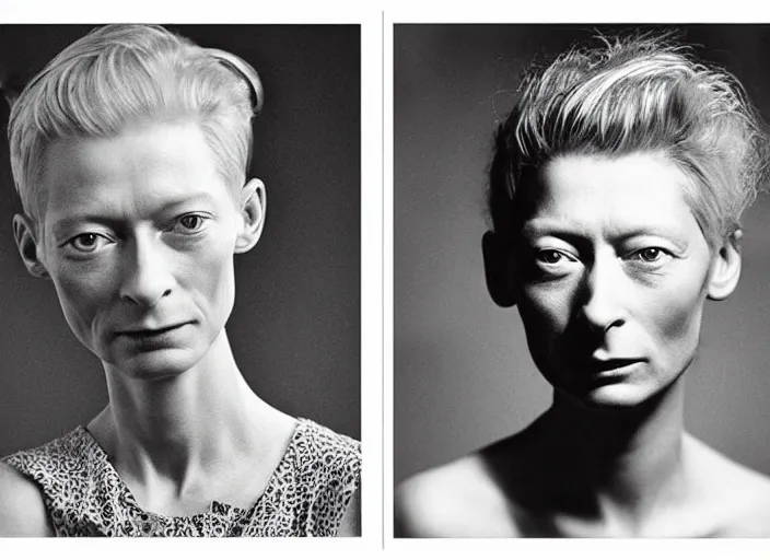 Prompt: professional fine detailed photo portrait of young tilda swinton from makhachkala, dagestan. kid tilda swinton in the postsoviet suburbia, iphone photo, instagram, black and white - - cfg _ scale 7