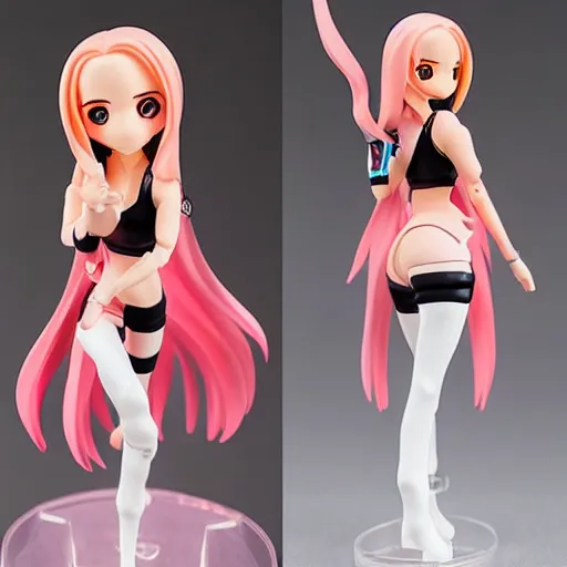 Prompt: Famous Streamer Amouranth Alinity KaceyTron LilyPichu as a Figma anime figurine. Posable PVC action figurine. Detailed artbreeder face. Full body 12-inch Figma anime statue.