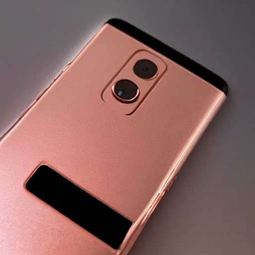 Prompt: a rose gold android phone, product picture, studio, studio light, professional, award winning photography, macro lens, 4 k