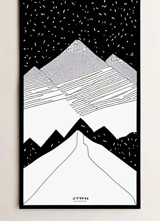 Image similar to urban outfitters poster black background white lines drawn topography mountain