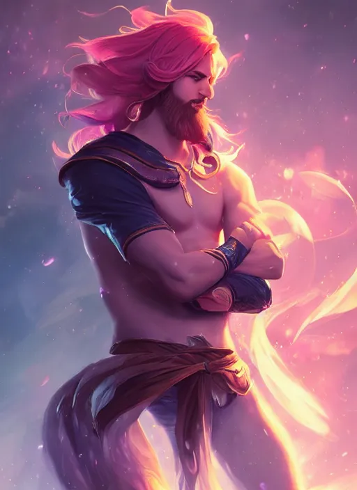 Image similar to handsome lux fortune from league of legends, half body shot, path traced, realistic, highly detailed, high quality, digital painting, hd, alena aenami, lilia alvarado, shinji aramaki, karol bak, alphonse mucha, tom bagshaw