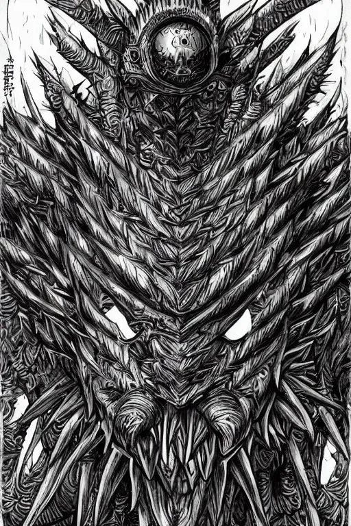 Image similar to armoured warrior thistle monster, symmetrical, highly detailed, digital art, thistle themed armour, sharp focus, trending on art station, kentaro miura manga art style