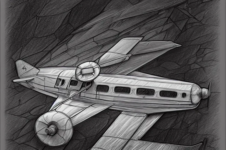 Prompt: hyperrealist pencil sketch of a cessna airplane in a colossal cave by david malan and alphonse mucha, fantasy art, drawing, dynamic lighting, artstation, poster, volumetric lighting, very detailed faces, 4 k, award winning