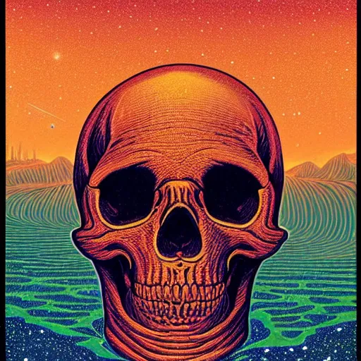 Image similar to ngc 3132 melting mysterious skull landscape by Casey Weldon, dan mumford 8k ultra high definition, upscaled, perfect composition , golden ratio, edge of the world, image credit nasa nat geo