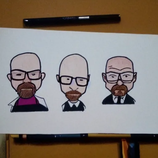 Image similar to picture of Walter White drawn by a toddler