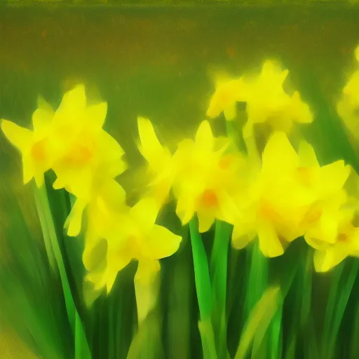 Prompt: daffodils with smiling faces