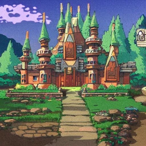 Image similar to Hyrule castle studio ghibli themed