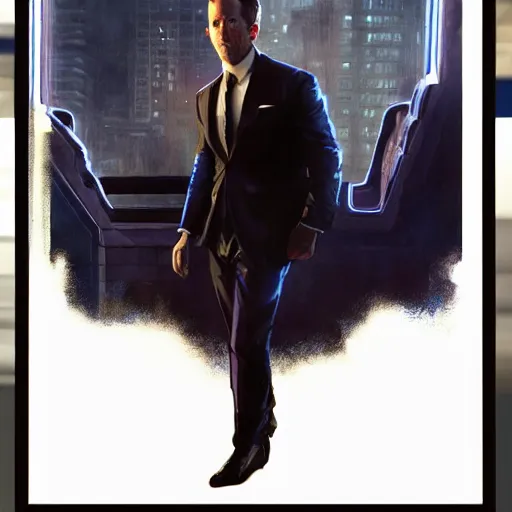 Image similar to ryan reynolds as spider - man, wearing a black and blue suit, cinematic, volumetric lighting, f 8 aperture, cinematic eastman 5 3 8 4 film, photorealistic by greg rutkowski, by stanley artgerm, by alphonse mucha