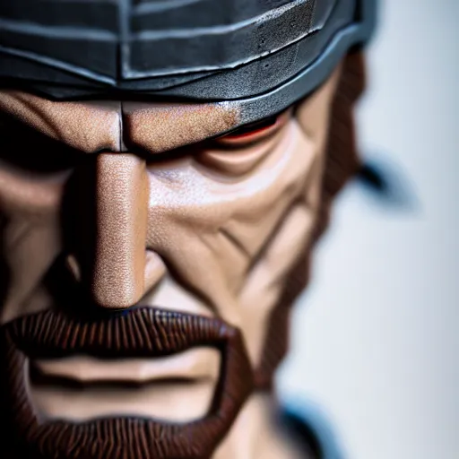 Image similar to photograph portrait of Solid Snake, intricate detail, sigma 85mm f/1.4, 4k, depth of field, high resolution, realistic, photorealistic, 4k, 8k, hd, full color