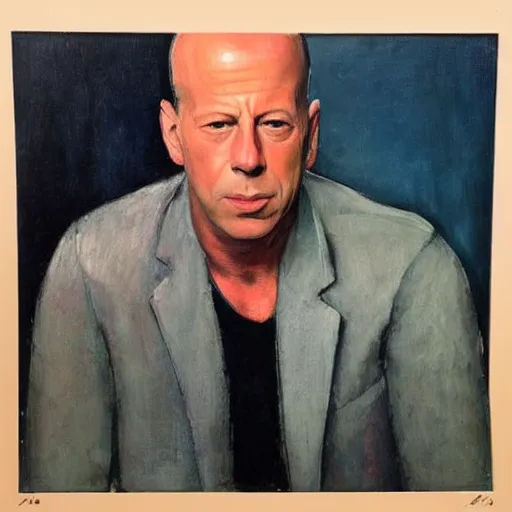 Image similar to “Bruce Willis, portrait by Amedeo Modigliani”