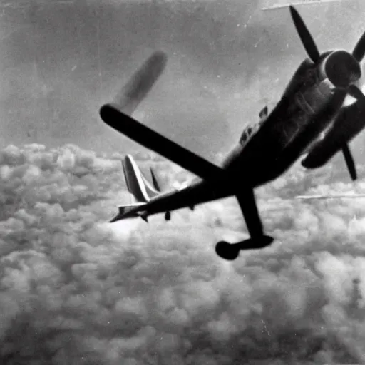 Image similar to highly detailed photograph of a plane being shot out of the sky in ww2