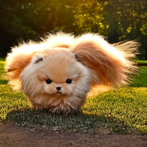 Image similar to real life Pokemon, fluffy, realistic, golden hour, sharp focus