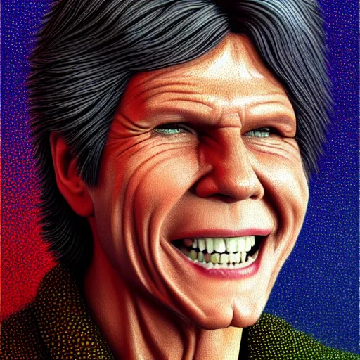 Prompt: portrait of Bogdanoff grinning in pointillism style, intricate, elegant, highly detailed, digital painting, artstation, concept art, matte, sharp focus, illustration