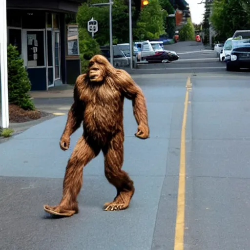 Image similar to bigfoot walking down the street in downtown Bremerton Washington