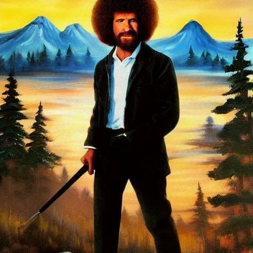 Image similar to bob ross painting the apocalypse