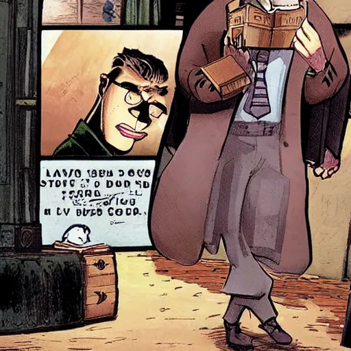 Image similar to blacksad read love letters in a pub