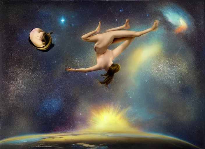 Image similar to falling girl into the cosmos, kieth thomsen