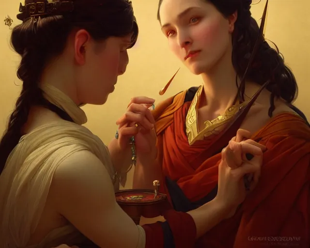 Image similar to photography of georges de la tour, deep focus, d & d, fantasy, intricate, elegant, highly detailed, digital painting, artstation, concept art, matte, sharp focus, illustration, hearthstone, art by artgerm and greg rutkowski and alphonse mucha