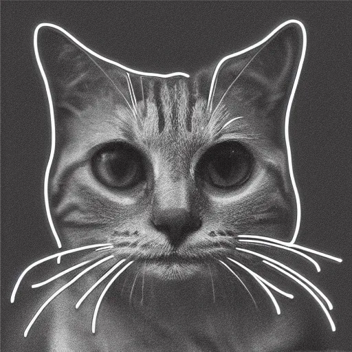 Prompt: a simple cat neon art profile portrait