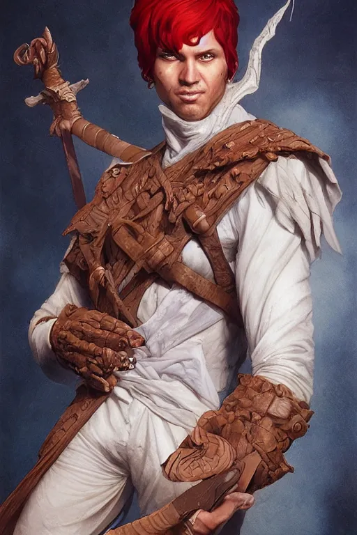 Prompt: portrait of the scimitar silkworm thief wearing forgotten scabbard by artgerm and Craig Mullins, James Jean, Andrey Ryabovichev, Mark Simonetti and Peter Morbacher 16k