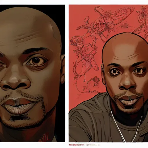 Image similar to a study of cell shaded portrait of Cartoonish Dave Chapelle concept art, llustration, post grunge, concept art by josan gonzales and wlop, by james jean, Victo ngai, David Rubín, Mike Mignola, Laurie Greasley, highly detailed, sharp focus, alien, Trending on Artstation, HQ, deviantart, art by artgem