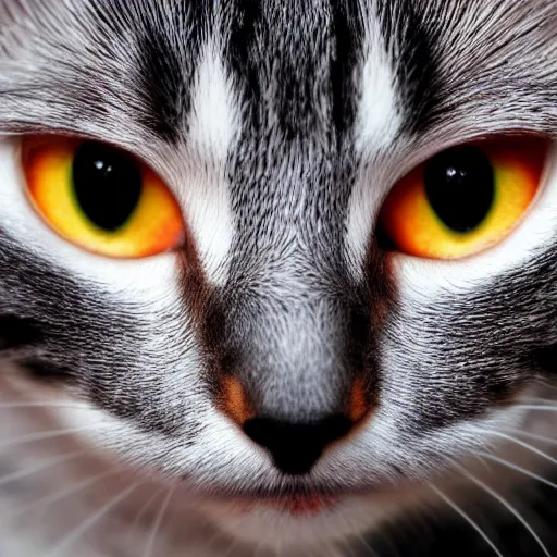 Prompt: A cat with red eyes