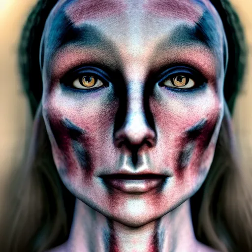 Image similar to perfectly - centered close - up portrait - photograph of goddess of death, cgi, anisotropic filtering, high definition textures, 4 kuhdtv, 8 k resolution, 1 6 k, 3 2 k, meticulous details, maximalist, rendered in blender