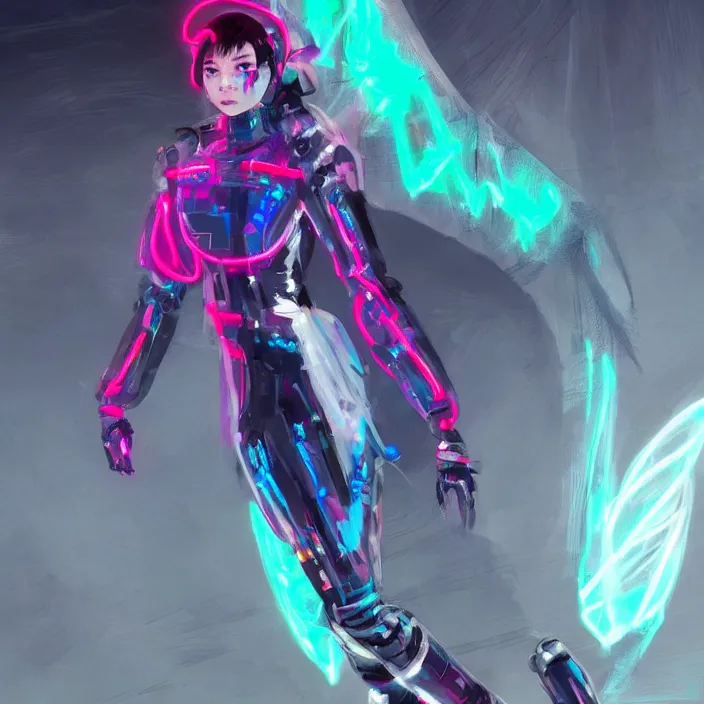 Prompt: a beautiful! bjork model, wearing futuristic cyber leather dress with faint articulated glowing neon colored lights, jrpg aztec street fashion, gapmoe yandere grimdark, trending on pixiv fanbox, painted by greg rutkowski makoto shinkai takashi takeuchi studio ghibli, akihiko yoshida