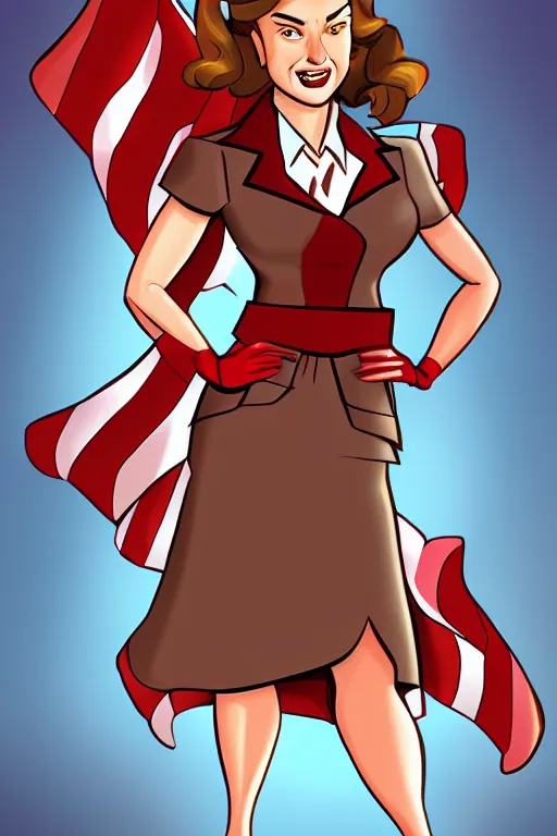 Image similar to Agent carter high quality digital painting in the style of Don Bluth