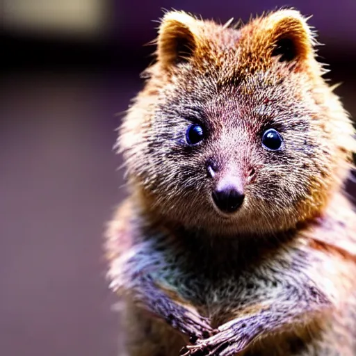 Image similar to a cyberpunk quokka