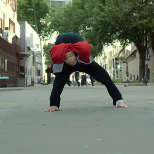 Prompt: film still of the 2 0 1 2 movie'ninja breakdancing squad '. sigma 8 5 mm f / 8