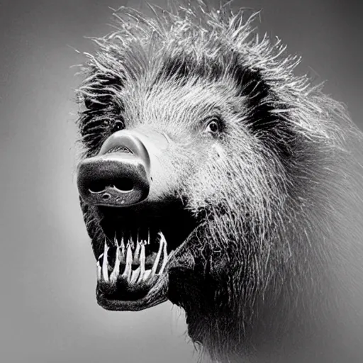 Image similar to brian may with boar teeth