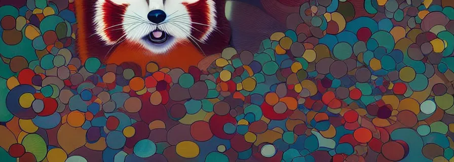 Image similar to red panda by takashi murakami,, beeple and james jean, aya takano color style, 4 k, super detailed, night sky, digital art, digital painting, celestial, majestic, colorful