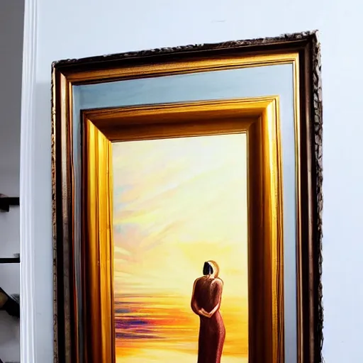 Image similar to picture of a painting of a picture, inception, mirrorlike, art deco