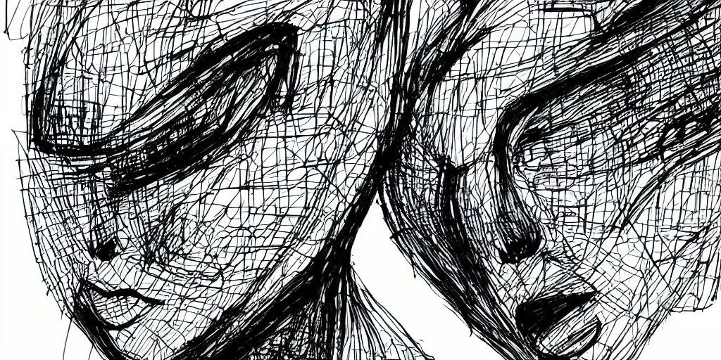 Image similar to ink portrait of artificial intelligence, chinese brush pen illustration, high contrast, deep black tones, contour