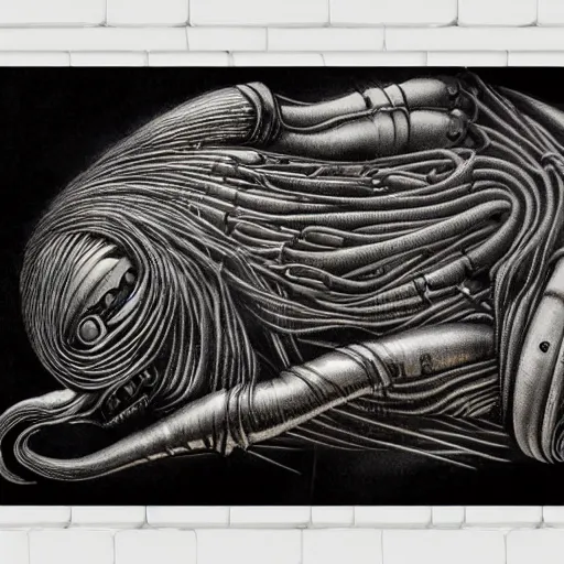 Image similar to the groke hooked up to a machine, hr giger artwork, very detailed!, high quality, 4 k