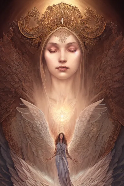 Prompt: A beautiful digital painting of a female Seraphim, intricate, cinematic lighting, cosmic background, highly detailed, digital painting, Artstation, concept art, smooth, sharp focus, illustration, art by Tom Bagshaw, Artgerm and Greg Rutkowski