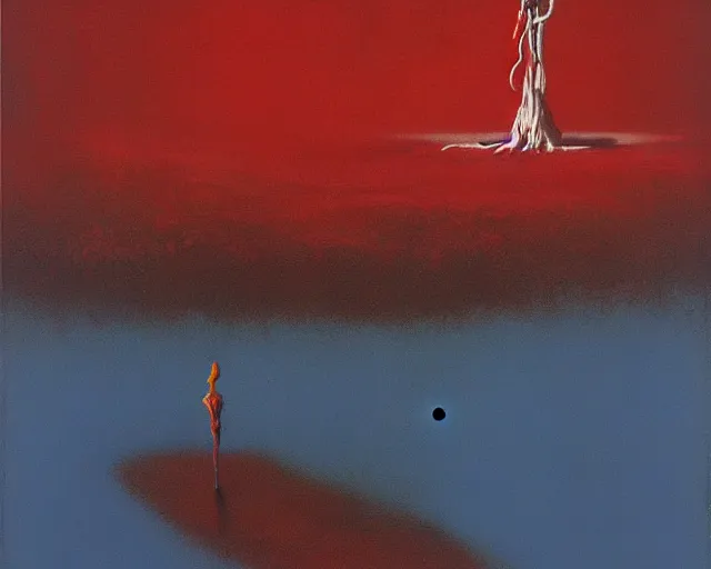 Prompt: fire painting by yves tanguy and beksinski.