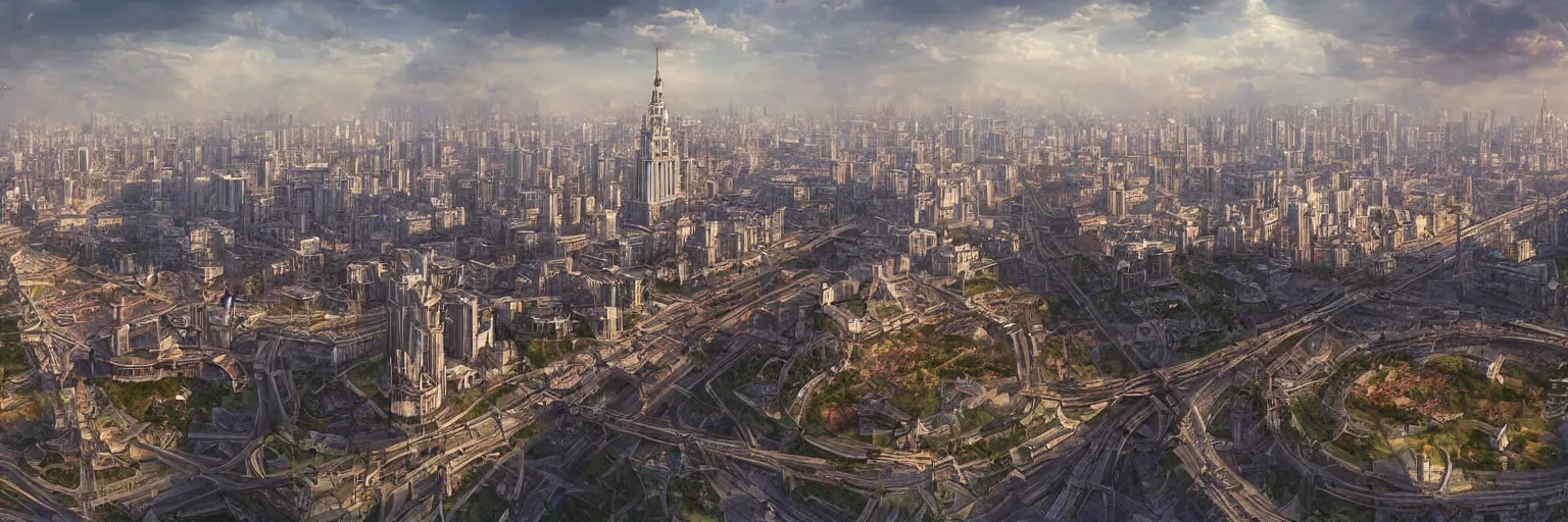 Image similar to a beautiful highly detailed matte painting of a Moscow city, by Jose Daniel Cabrera Pena and Leonid Kozienko concept art by Tooth Wuan