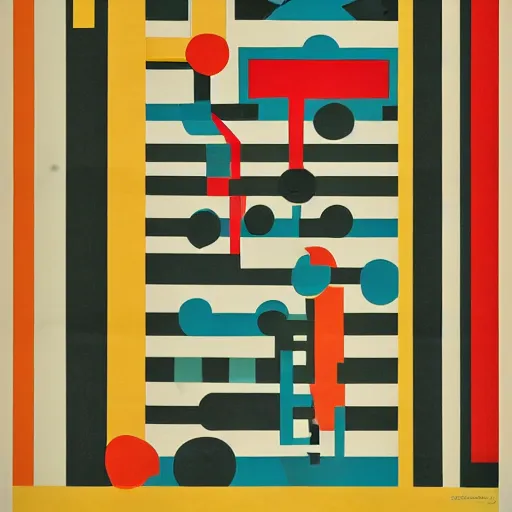 Prompt: midcentury bauhaus art poster