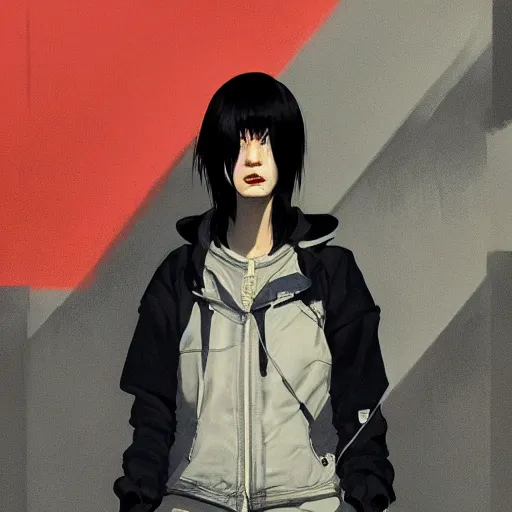 Image similar to very cool girl black hair woman, streetwear, techwear, cyberpunk style outfit, full body, detailed portrait, intricate complexity, by greg rutkowski, james gilleard, atey ghailan, artgerm, ross tran, conrad roset, takato yomamoto, ilya kuvshinov. 4 k, beautiful, cinematic dramatic atmosphere