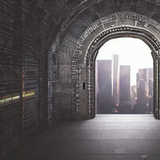 Image similar to professional photo of portal to another dimension inside a city, ultra detailed, realistic, 4 k, computer art, dslr photo