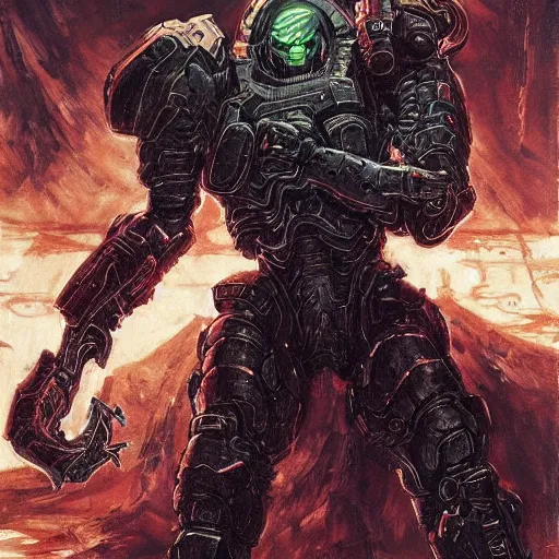 Image similar to doom slayer, pre renaissance art, tsutomu nihei art,