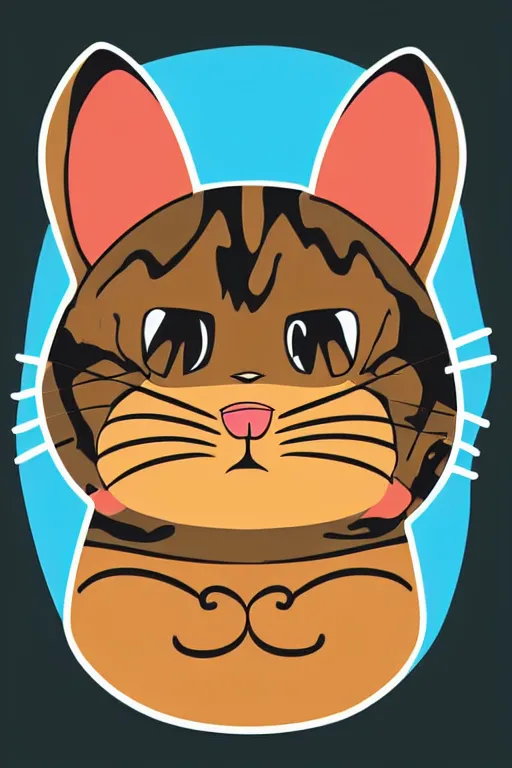 Image similar to Portrait of a cat that is a sumo wrestler, sticker, colorful, illustration, highly detailed, simple, smooth and clean vector curves, no jagged lines, vector art, smooth