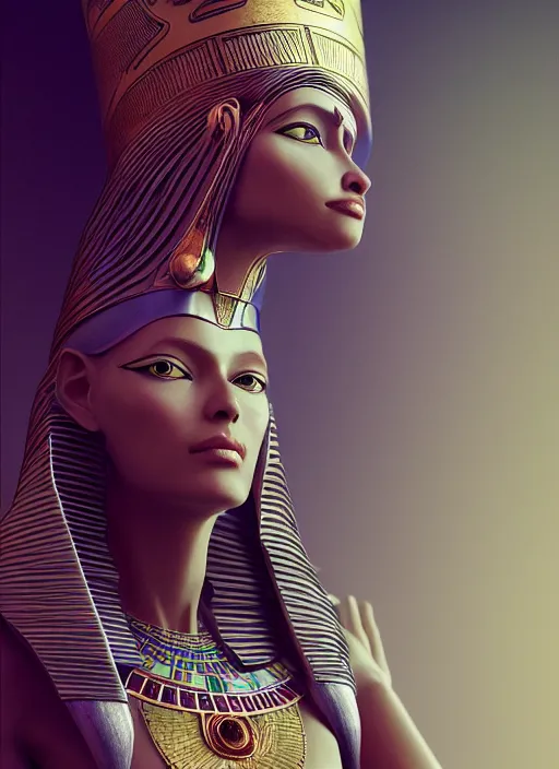 Image similar to an anthropomorphic beautiful female wizard of pharaoh portrait wearing robe, fine art, award winning, intricate, elegant, sharp focus, octane render, hyperrealistic, cinematic lighting, highly detailed, digital painting, 8 k concept art, art by jamie hewlett and z. w. gu, masterpiece, trending on artstation, 8 k