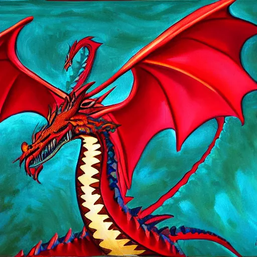 Prompt: a rj palmer painting of a dragon