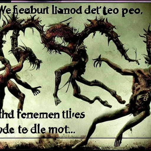 Image similar to we had been forgotten by living deities, and when it's over, we'll fall to pieces horror no words, no letters, no people