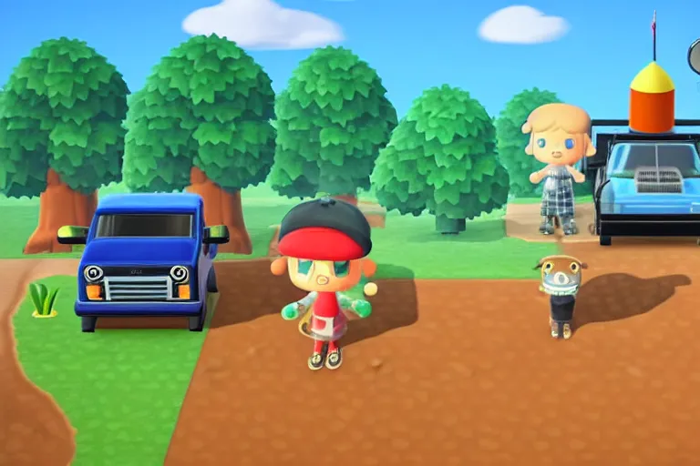 Prompt: tel missile truck in animal crossing