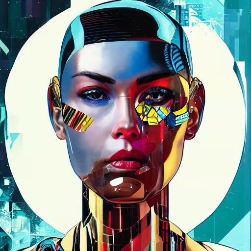 Image similar to portrait of a female android, by MARVEL comics and Sandra Chevrier, 8k