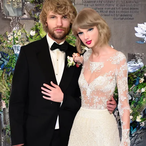 Prompt: Taylor swift marrying joe alwin in the moon